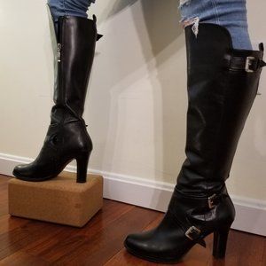 Tall Black Buckled Boots